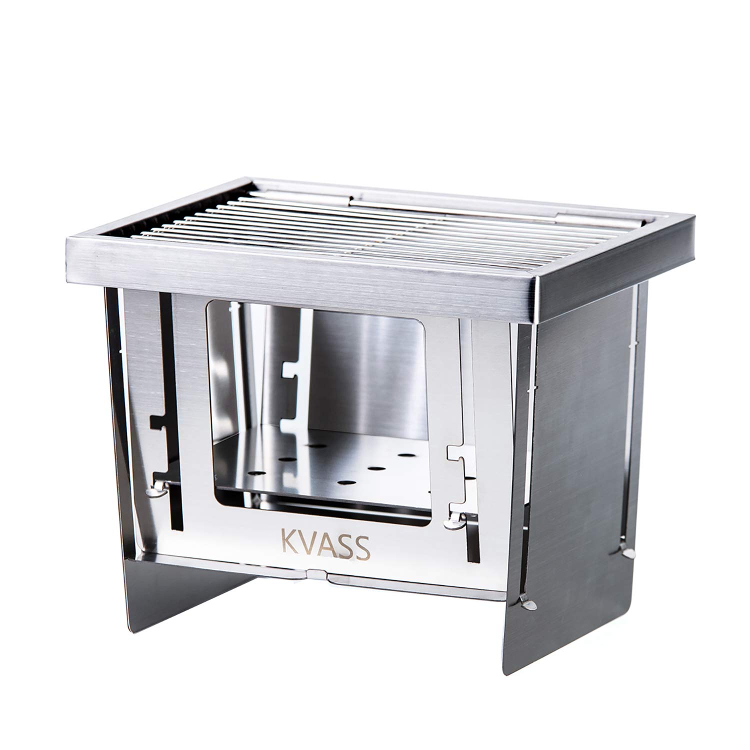 KVASS バーベキューコンロ 折りたたみ 焚き火台 コンパクト キャンプ用品 卓上コンロ 折り畳みコンロ ミニ ＢＢＱグリル １台３役 瞬時に展開・収納 ステンレス鋼商品画像