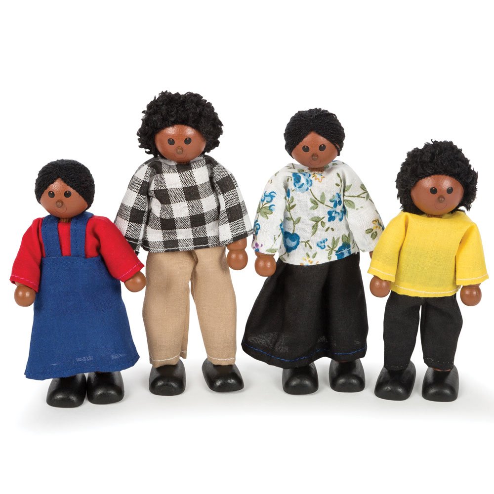 Tidlo Wooden Black Doll Family