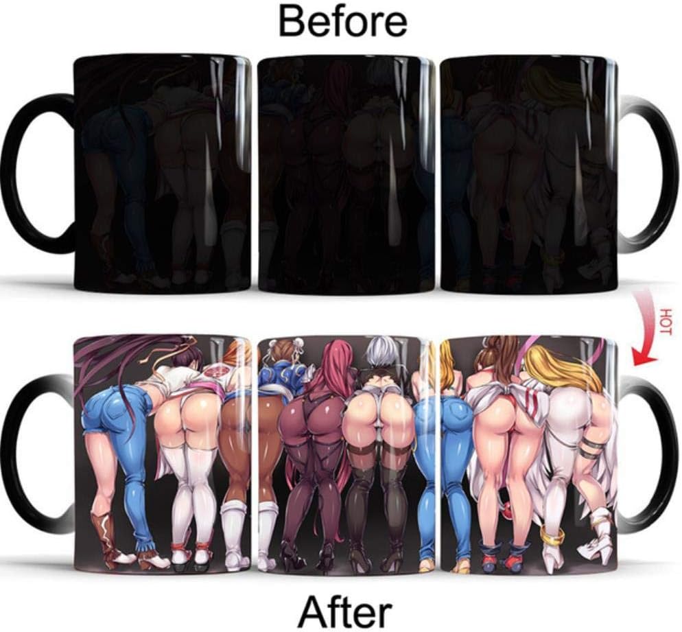 Mug Cup Gift Creative New 350Ml Sexy Butt Mug Cartoon Anime Game Coffee Tea Heat Sensitive Mug Changing Color Magic Mug Best Gifts for Your Friends,Sexy Butt Mug,China