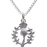 Alexander Castle 925 Sterling Silver Scottish Thistle Necklace - 15mm x 14mm Pendant with 18" Silver Chain & Jewelry Gift Box - Scottish Gifts for Women