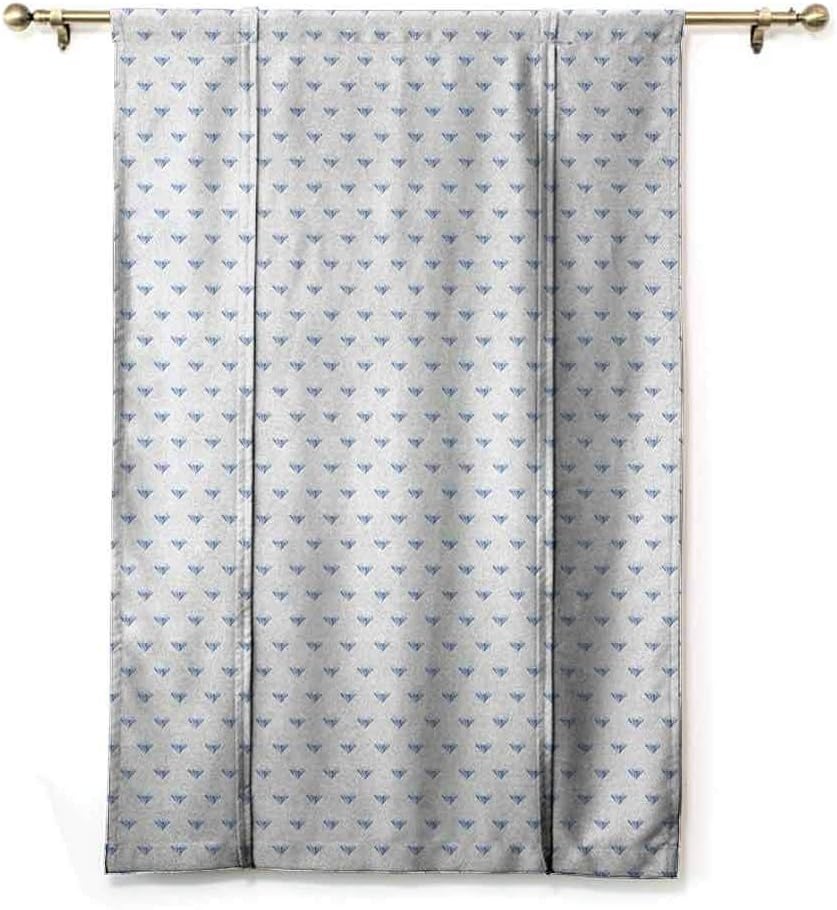 Andrea Sam Thermal Insulated Blackout Curtain Diamonds,Geometrical Design Rhombuses and Lines on The Collection of Natural Rocks, Baby Blue White,23" x 64" for Kitchen Windows