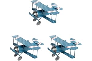KALLORY Vintage Airplane Decor Metal Aircraft Model 3.54X3.93X5.90 Inch Retro Plane Desktop Ornament Christmas Tree Decoratio