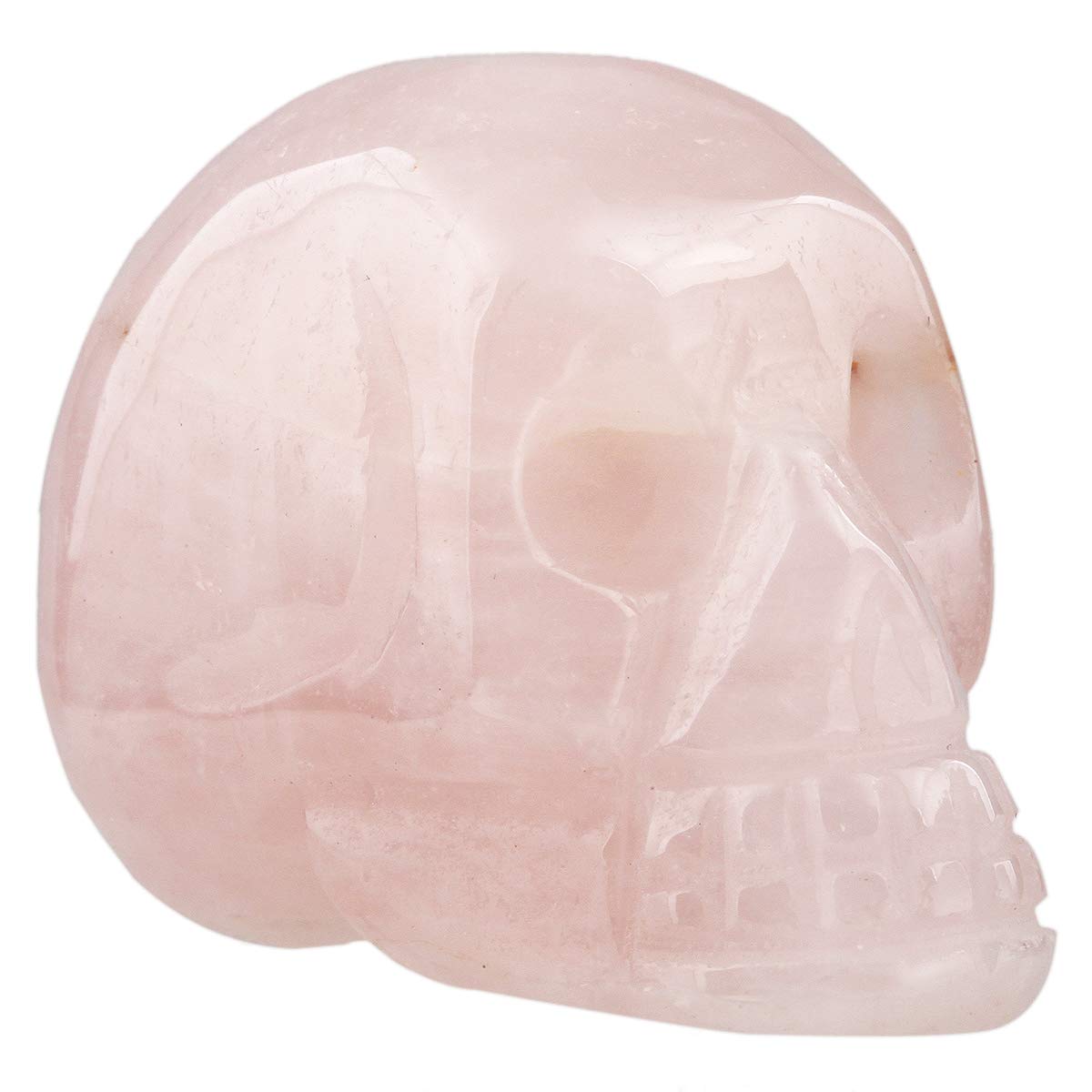 Rockcloud Healing Crystal Stone Human Reiki Skull Figurine Statue Sculptures Rose Quartz 1.5