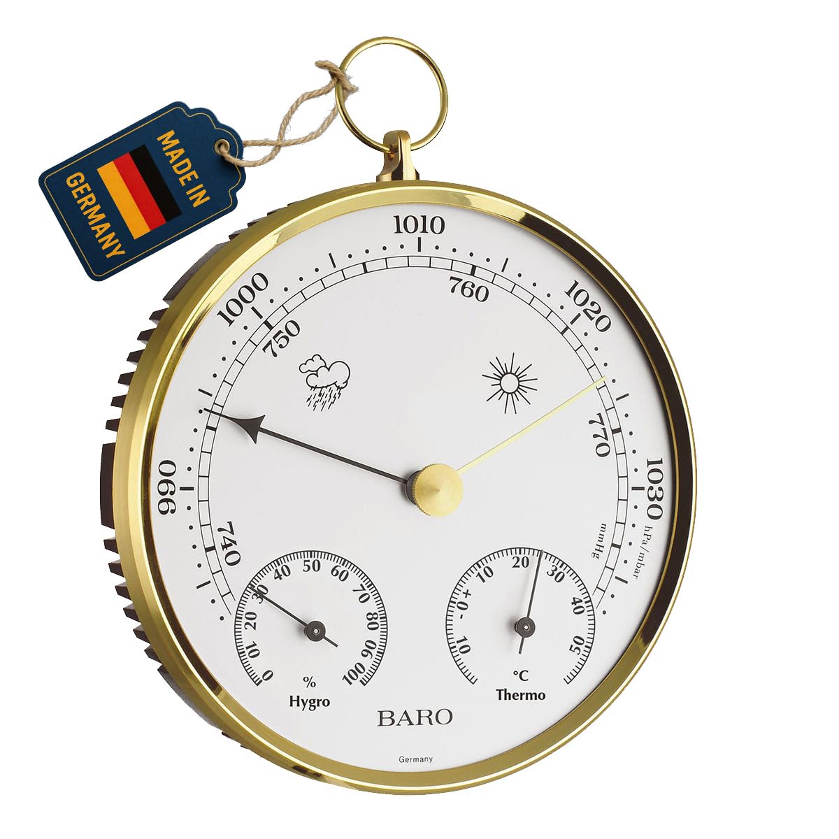 TFA 20.3006.32 Baro-Thermo-Hygrometer in Housing with Brass Ring