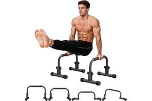 READAEER Adjustable Push Up Bar, 12.4 in High Strength Non-Slip Parallettes Bars & Dip Bars With Foam Handles,Heavy-Duty Cali