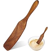 HANSGO Wooden Spurtle for Sourdough Starter, Reaching edge of Pan, Dough Whisk, Stirring, Mixing, Scraping, Wooden Kitchen Utensils for NonStick Cookware, Gift for Sourdough Lovers