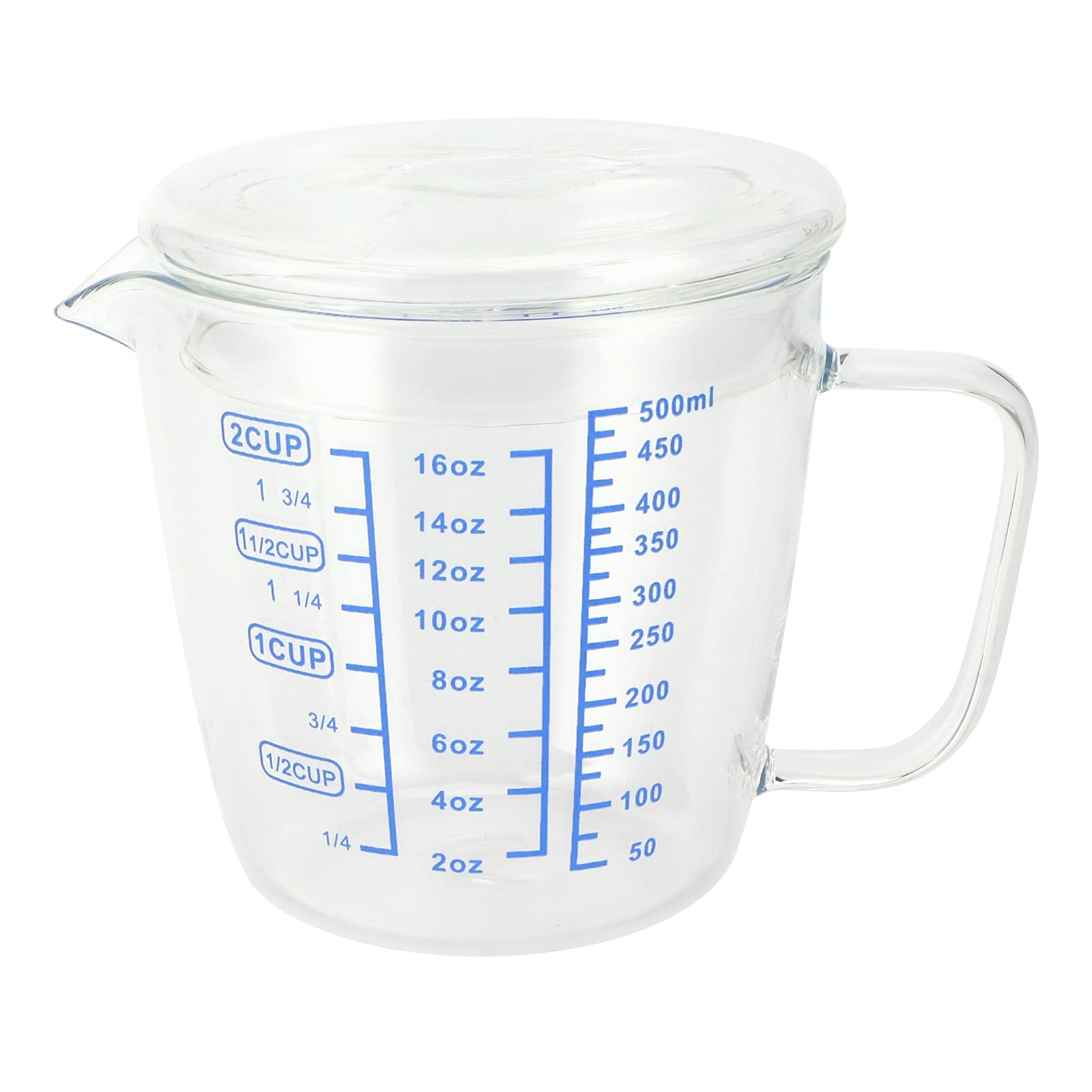 Measuring Cup with Lid, Heat-Resisting Glass High Borosilicate Glass Measuring Cup Milk Scale Measuring Jug with Lid Kitchen Utensil (1#)
