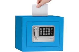 ISLANDSAFE Electronic Deposit Drop Small Safe Box for Kid Money Coin Home Office Hotel Rooms Business Jewelry (Blue)