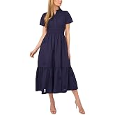 CeCe Women's Short Sleeve Elastic Waist V-Neck Maxi Dress