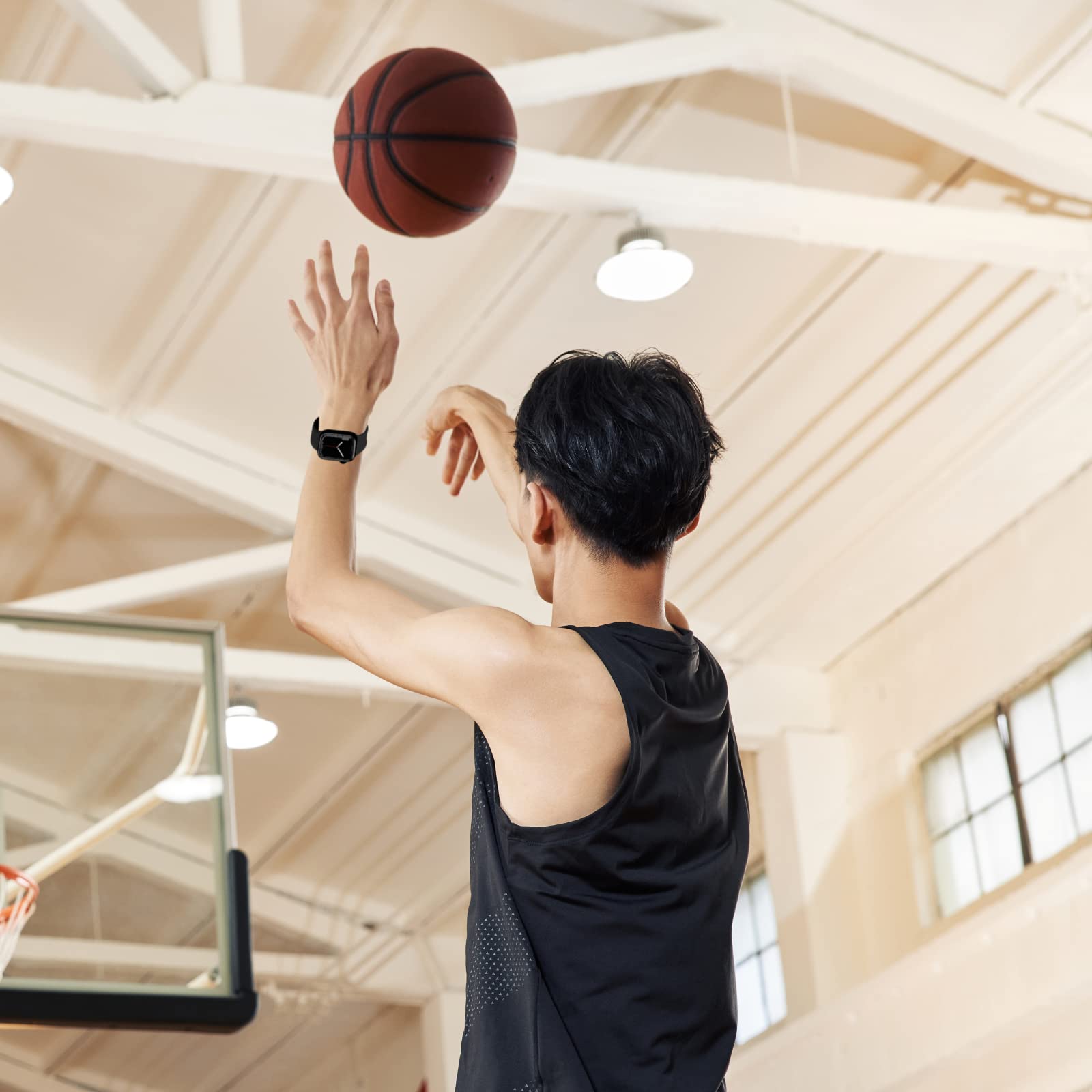 Tighesen Apple Watch Silicone Replacement Sports Band for iWatch Ultra 2/Ultra/SE/9/8/7/6/5/4/3/2/1, Soft, Breathable, Shockproof, Unisex, 1.5 / 1.6 / 1.6 in (38 / 40 / 41 mm), Size S / M, Black