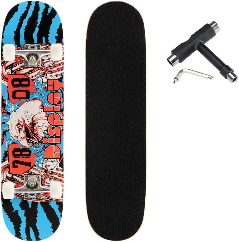 9 Layers Maple Wood Deck Skateboards for Adults and Kids with Skate T