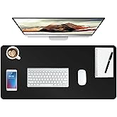 Boutilon Leather Desk Pad Protector,Non-Slip Mouse Pad,Laptop Desk Pad,Office Mouse Mat,Waterproof Leather Desk Blotter,Desk Writing Pad for Office and Home,Laptop Blotter (M-Black,30"x14")