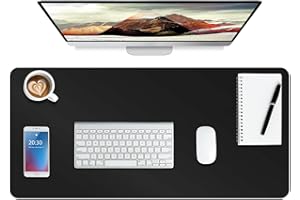 Boutilon Leather Desk Pad Protector,Non-Slip Mouse Pad,Laptop Desk Pad,Office Mouse Mat,Waterproof Leather Desk Blotter,Desk Writing Pad for Office and Home (M-Black,30"x14")