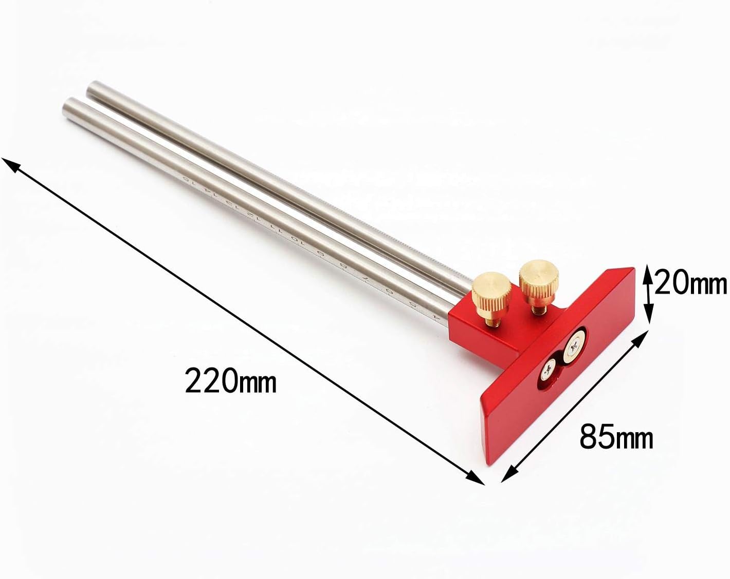 TOPWAY Wood Marking Gauge Mortise Shank Aluminium Body and Stainless Steel Scale Bar (Twin Shank) - Image 4