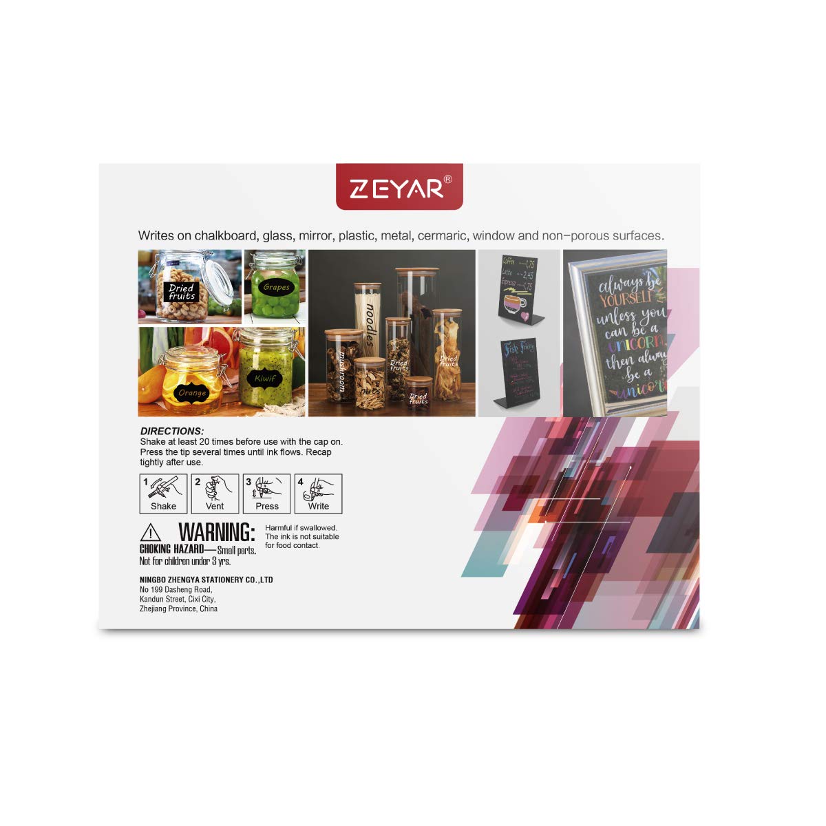 ZEYAR Liquid Chalk Marker-Wet Erase Marker, 24 Colors, 1.2mm Fine Tip for Detailed Drawing, Writes on Nonporous Chalkboards, Bistro Boards, Windows, Plastic and more (24 Colors)