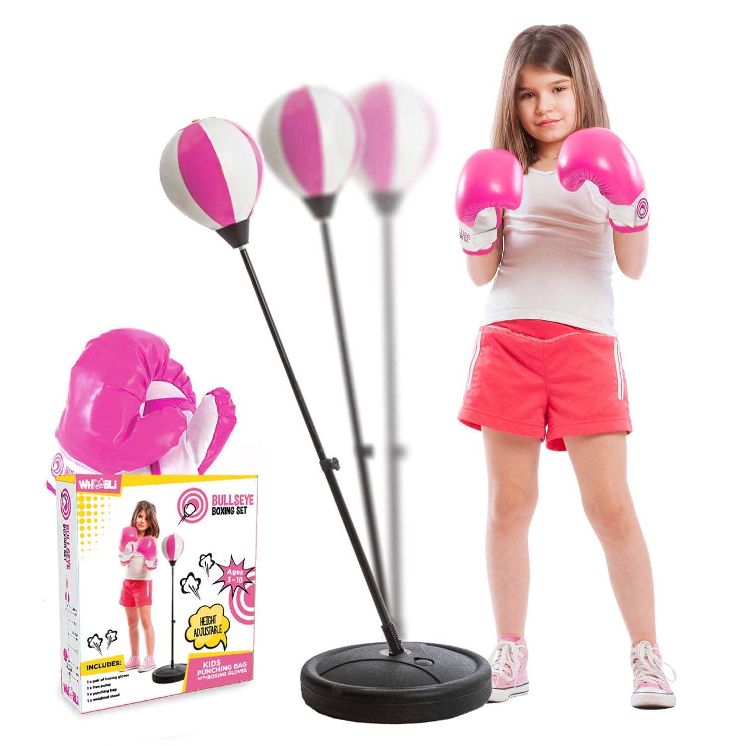 Whoobli Punching Bag for Kids and Toddler Incl Boxing Gloves| 3-10 Years Old Adjustable Kids Punching Bag with Stand| Sports Toy for Boys| Ideal Christmas Birthday Gift for Children; New 2025