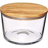 Anchor Hocking Glass Trifle Bowl with Lid, 104 oz Glass Salad Bowl with Acacia Wood Lid