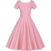 GownTown Women's 1950s Vintage Dresses Short Sleeves Cocktail Stretchy Party Dresses with Pocket