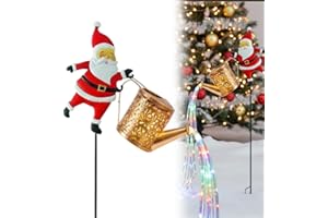 LECDOA Christmas Solar Kettle Lights, Santa Claus Lawn Decorative Lights, Santa Watering Can Lamp, Vintage Garden Christmas Pathway Lantern (Multi)
