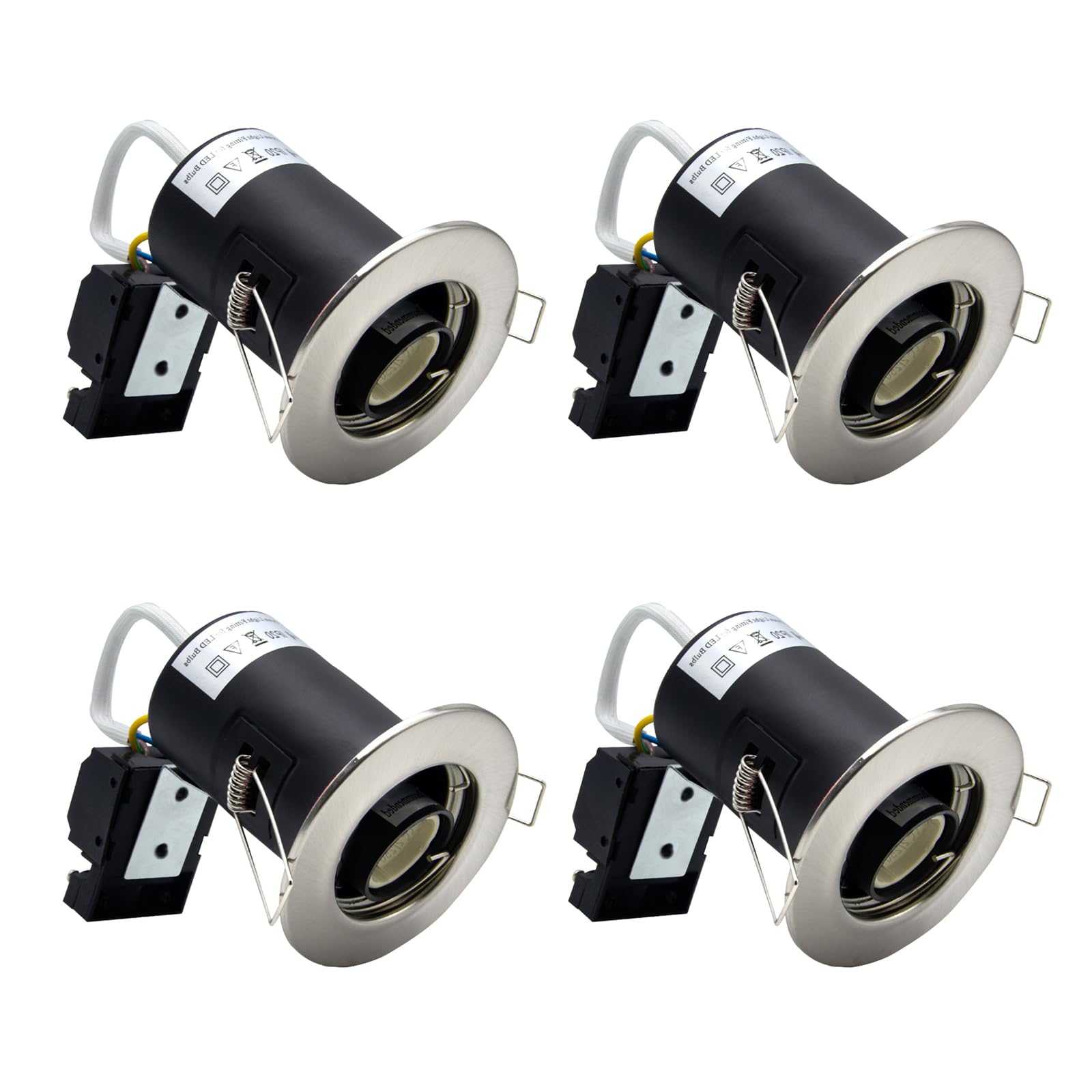HiBay 4X LED Downlights Fire Rated GU10 Recessed Spotlights Ceiling Lights IP20 Down Light Indoor Brushed Chrome 240V