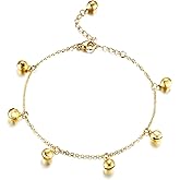 ELBLUVF Stainless Steel Gold Rose Gold Plated Bells Chain Beach Anklets Foot Jewelry Adjustable For Women