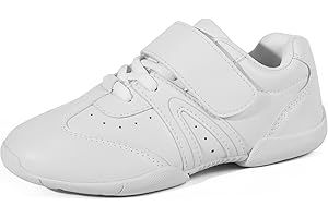 BAXINIER Girls White Cheerleading Shoes Lightweight Youth Competition Cheer Sneakers Kids Training Dance Tennis Shoes