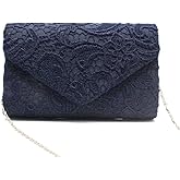 Women Lace Evening Clutch Purse Floral Envelope Handbag Elegant Prom Wedding Party Bag
