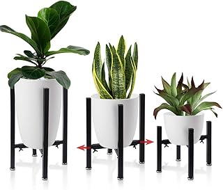 AISHN Pflanzenständer, Blumenständer aus schwarz Metall Verstellbar Multifunktional Kunst aus Eisen Pflanzenregal für Hause Zimmer Balkon, Einstellbare Breite 21 cm bis 38cm(3 Stück Set) (Schwarz-1)