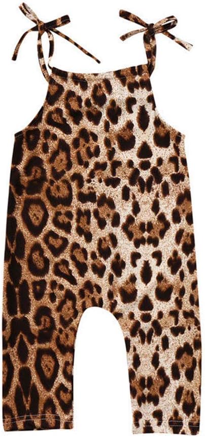 Toddler Baby Girls Sleeveless Jumpsuit Summer Clothes Outfit Leopard Straps Romper One-Piece Bodysuit