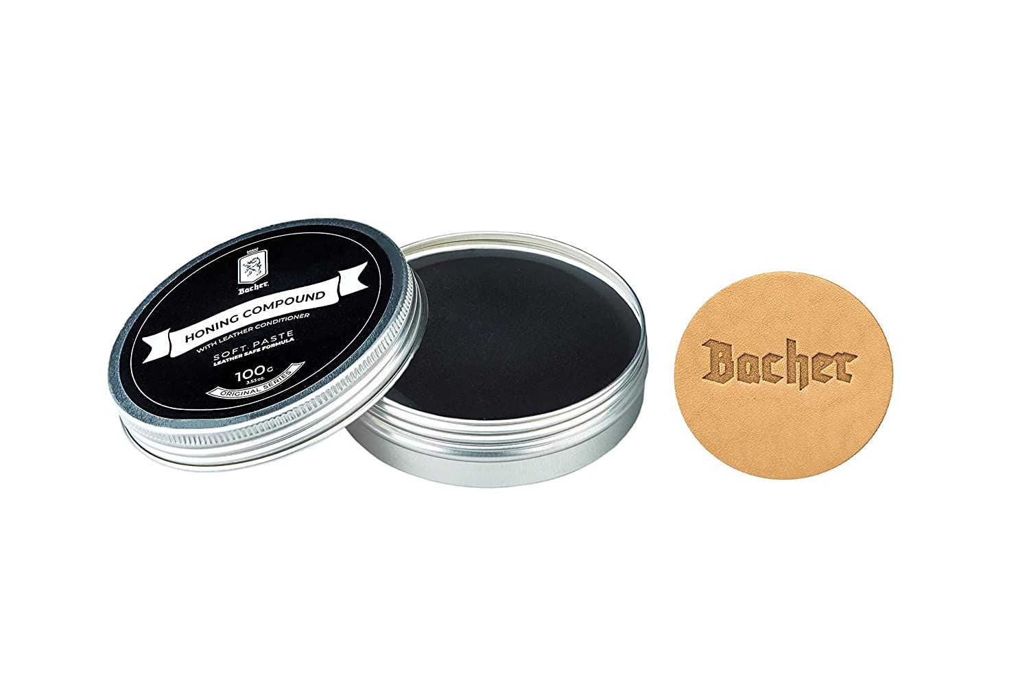 Bacher Honing Compound 100g - Ultra Fine - for Polishing and Stropping Knife - Leather Strop Sharpening Compounds - Set with applicator