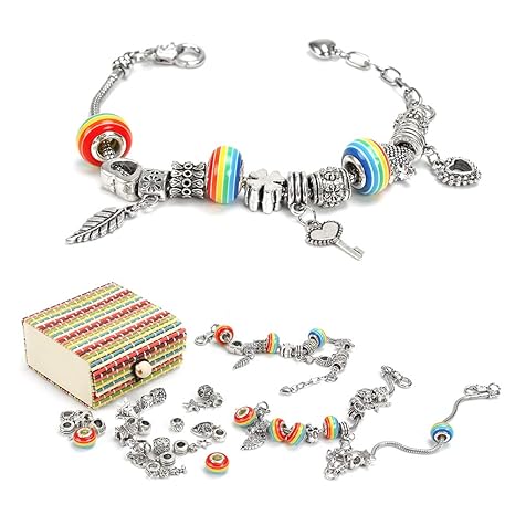 Sun studio Charm Armband Kit DIY Schmuck Bastelset mädchen Handwerk Perle überzogen mit Silber Kette schmuck mädchen für Bast