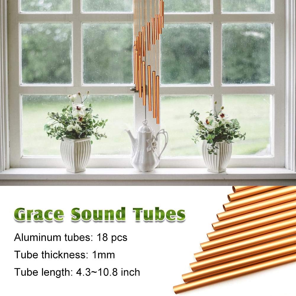 econoLED Wind Chimes, Large Wind Chimes, Amazing Garden Outdoor Handmade Chimes 36" with 18 Aluminum Alloy Musically Tubes & S Hooks for Garden, Patio, Porch or Backyard Xmas Decor : Garden & Outdoor
