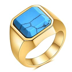 MYNENEY 14K Gold/Silver/Black Plated Square Signet