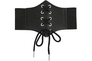 LEACOOLKEY Waist Belt for Dress Elastic Lace-up Waist Belt