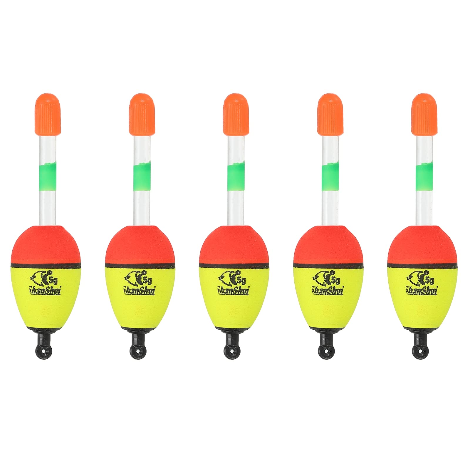 PATIKIL 0.18oz Fishing Bobbers, 5 Pack EVA Fishing Float for Saltwater Freshwater Fishing, Yellow