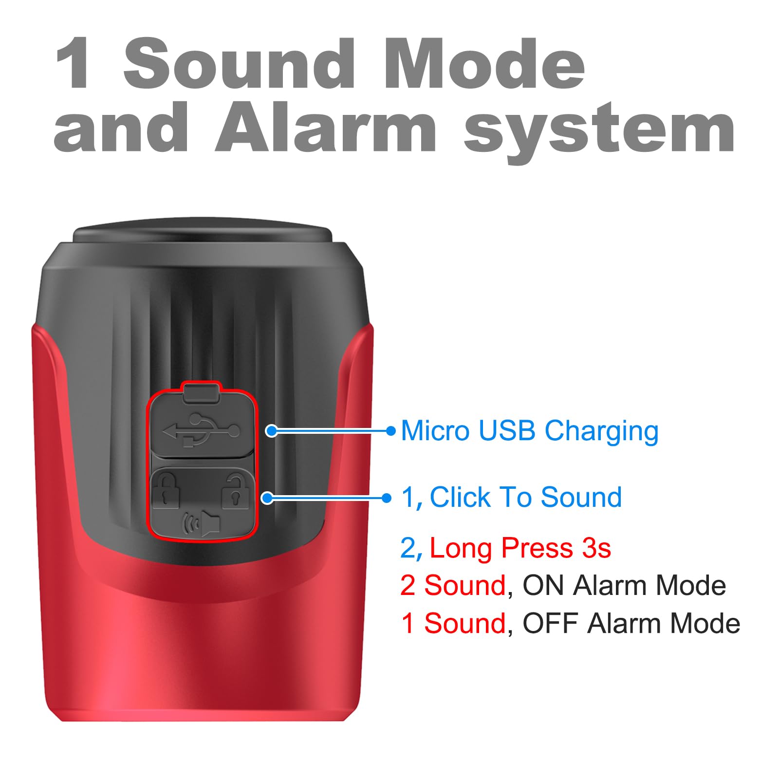 Electric Bike Bell, 125db Anti-Theft Alarm Loud Electric Bike Horn for Adults with 1 Sound Modes USB Rechargeable Battery Waterproof Bicycle Horn for MTB/BMX/Scooter/Road Cycling