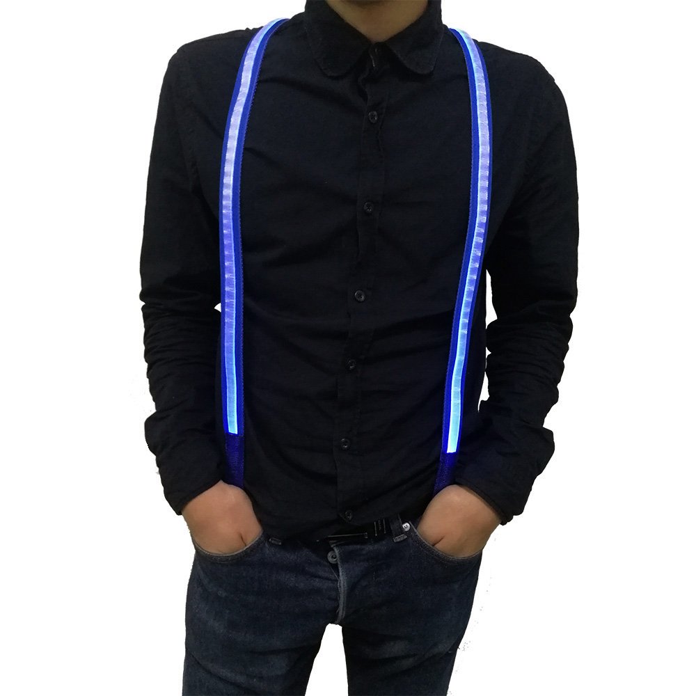 Fixinus Men\'s LED Light Up Suspenders for Party Favor, Extra Bright, One Size