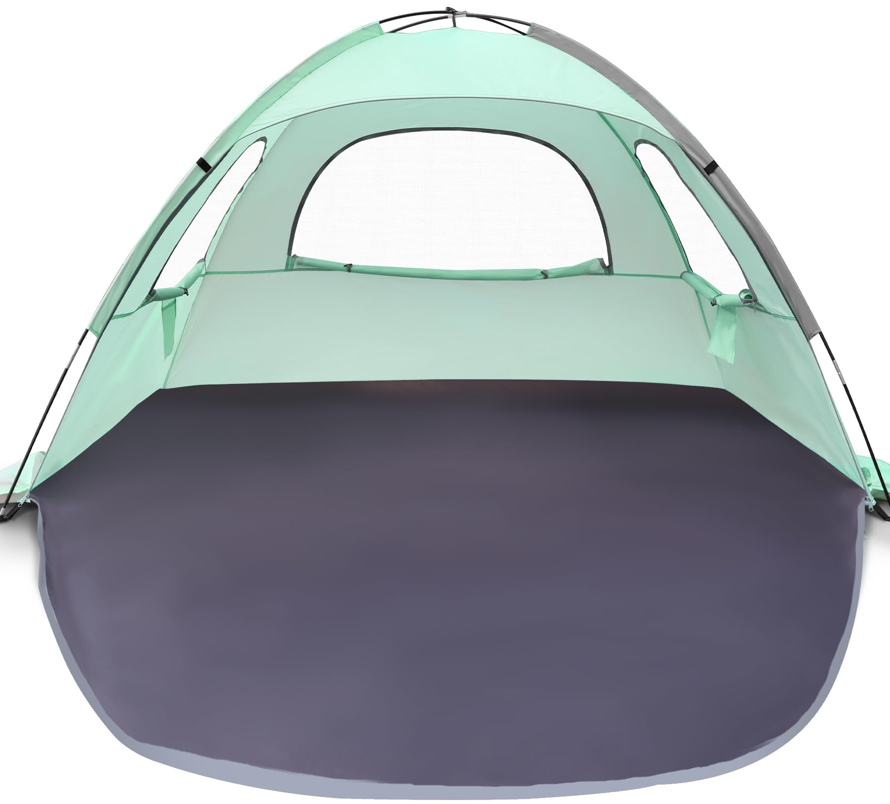 WhiteFang Beach Tent Anti-UV Portable Sun Shade Shelter for 6 Person, Extendable Floor with 3 Ventilating Mesh Windows Plus Carrying Bag, Stakes and Guy Lines (Mint Green)