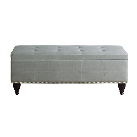 Rosevera Home Elmo Upholstered Ottoman Storage Bedroom Bench Grey