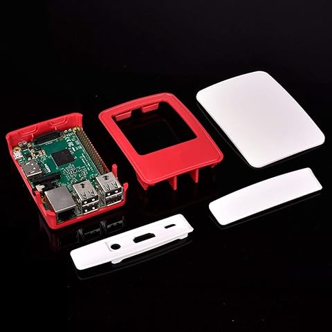 Kurphy Caja Oficial para Raspberry Pi 3 Modelo B + Caja de Aluminio Caja de Metal Rojo con Caja Negra para Caja RPI 3