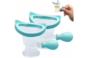 NIUGRECF Eye Wash Cup,Silicone Manual Air Pressure Eye Cleaning Cup Soothing Tired Eyes,Effective Eye Rinse Clean Dust Makeup Irritants,Transparent with Storage Container,Eye Wash Solution,Blue,2 Pack