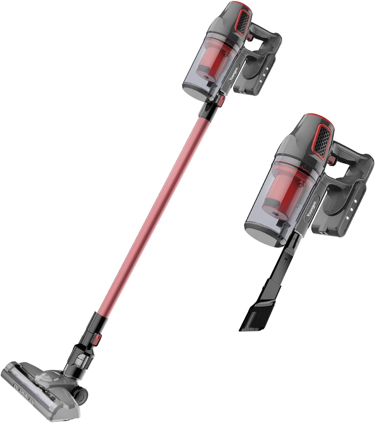 Yuanguo Cordless Vacuum Cleaners, 2 in 1 Stick and Upright Handheld with 8Kpa Powerful Suction, 2200mAh Rechargeable Battery, HEPA Filtration, Crevice Tool Brush for Carpet Hard Floor Car Pet Hair