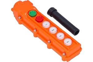 Baxnore Rain Proof 6-Way Hoist Crane Push Button Switch, Pendant Control Station with ABS Shell & Rubber Sleeve for Crane, Ho