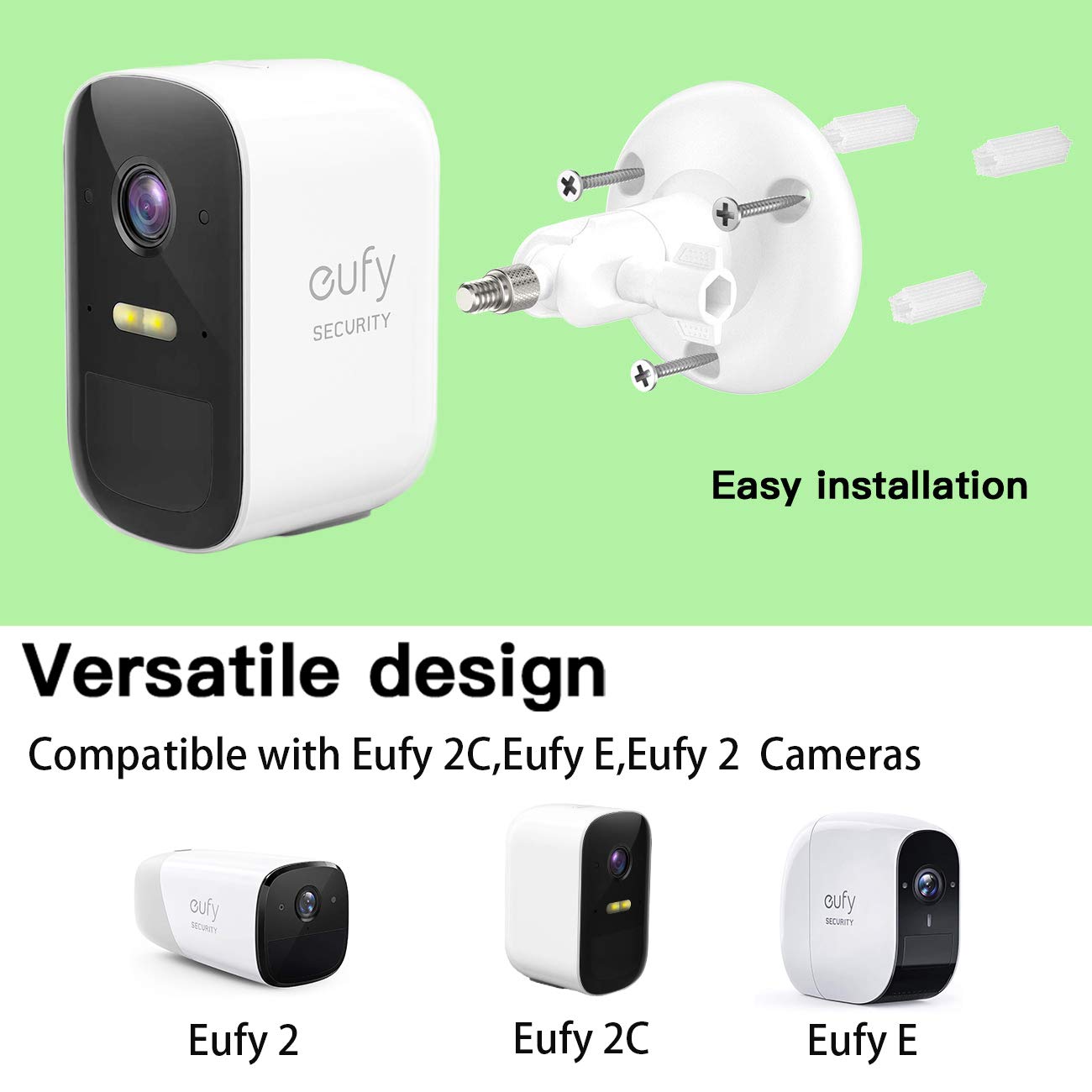 Adjustment Wall Mount Holder Compatible with Eufycam 2c,Eufycam 2,Eufycam E and Other Eufycams Compatible Models，1/4