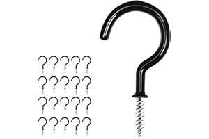 DRT DERUITAI Cup Screw Hooks,2 inch Vinyl Coated Ceiling Hooks,25 Pack Screw in Hooks Plant Hanger Hooks,Wind Chimes Hooks Kitchen Cup Hooks Great for Hanging Indoor & Outdoor Use(Black)