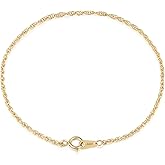 Luxmad 14K Gold Rope Bracelets, Thin Real Gold Dainty Twist Link Chain 1.8mm, 6-7 Inches for Women Men, Hypoallergenic, Non-Tarnish, Dainty Layering Minimalist Jewelry