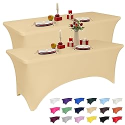 2 Pack 4 Feet Champagne Spandex Tablecloth for