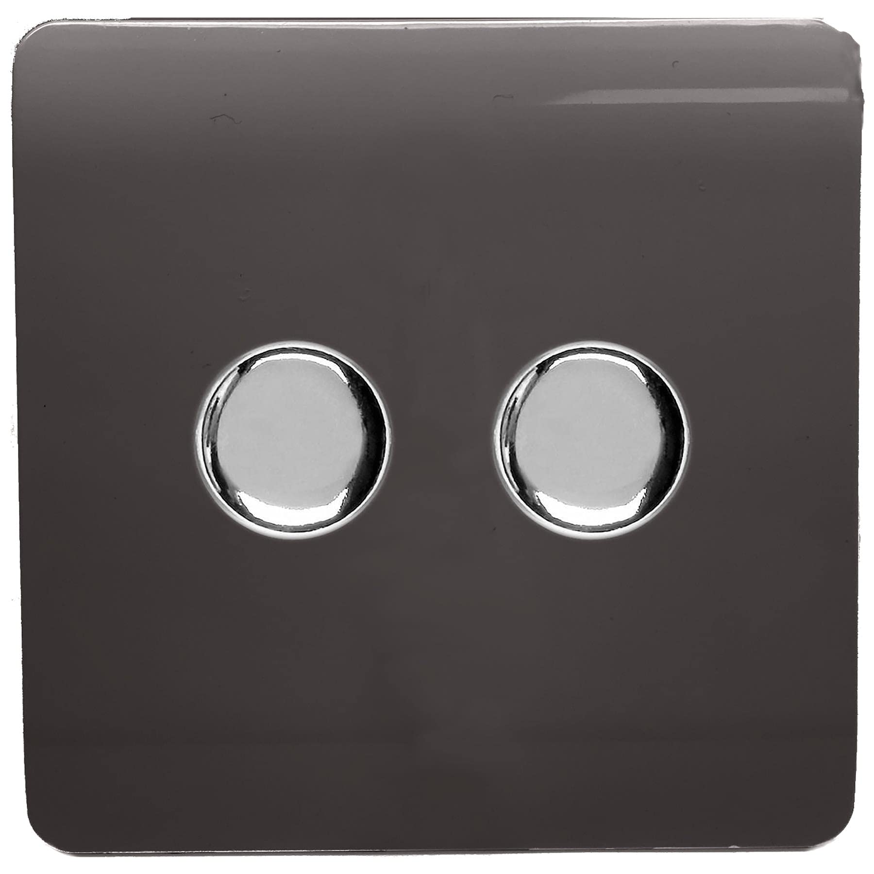 Trendi Artistic Modern Glossy Tactile 2 Gang 2 Way 120w LED Dimmer Switch Dark Brown