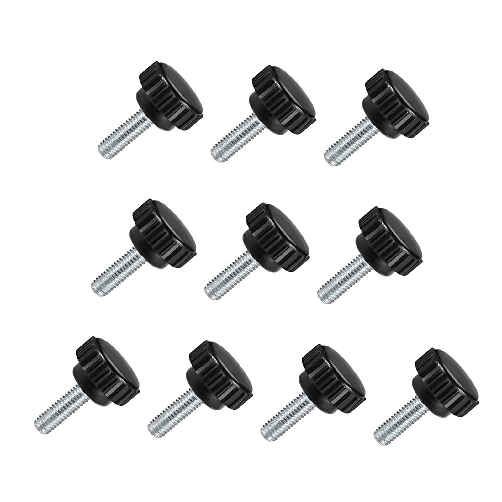 TA-VIGOR 10Pcs M6 x 10mm Male Thread Knurled Clamping Knobs Grip, Carbon Steel Thumb Screw Clamping Handle Bolt with Thermoset Plastic Knobs