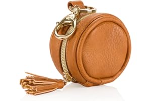 Itzy Ritzy Pacifier Holder Case with Clip - Pacifier Case Includes Clasp to Easily Attach to a Diaper Bag or Purse, Measures 2.5" in Diameter and Holds 2 Pacifiers (Cognac)
